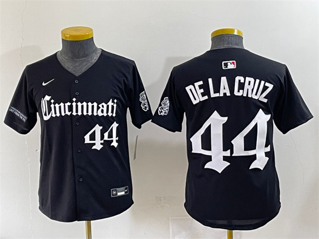 Youth Black Cincinnati Reds #44 Elly De La Cruz 'Gothic Queen City Edition' Vapor Premier Limited Stitched Baseball Jersey